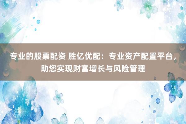 专业的股票配资 胜亿优配：专业资产配置平台，助您实现财富增长与风险管理