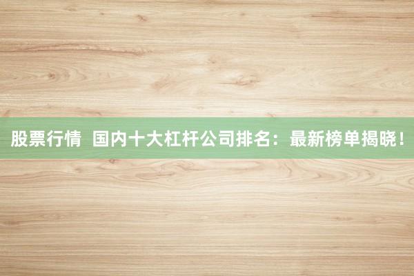 股票行情  国内十大杠杆公司排名：最新榜单揭晓！