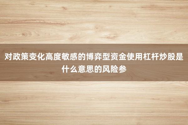 对政策变化高度敏感的博弈型资金使用杠杆炒股是什么意思的风险参