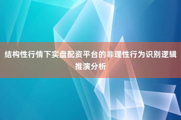 结构性行情下实盘配资平台的非理性行为识别逻辑推演分析